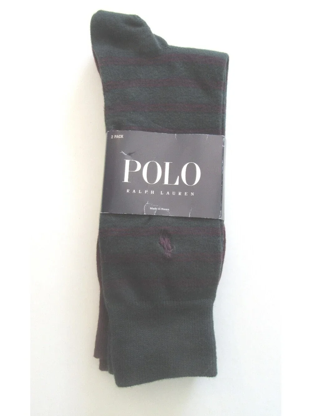 Polo Ralph Lauren Mens Trouser Dress Socks Hunter Green and Bordeaux 2 pack